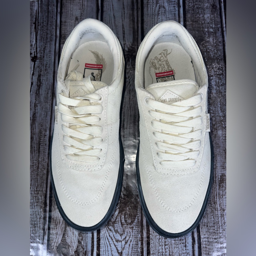 Vans Skate Shoes Men’s 5.5 Women’s 7–7.5 Cream Canvas Black Sole